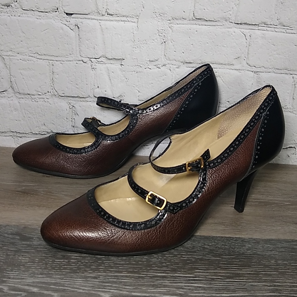 Talbots Leather Brown & black heels 9 B